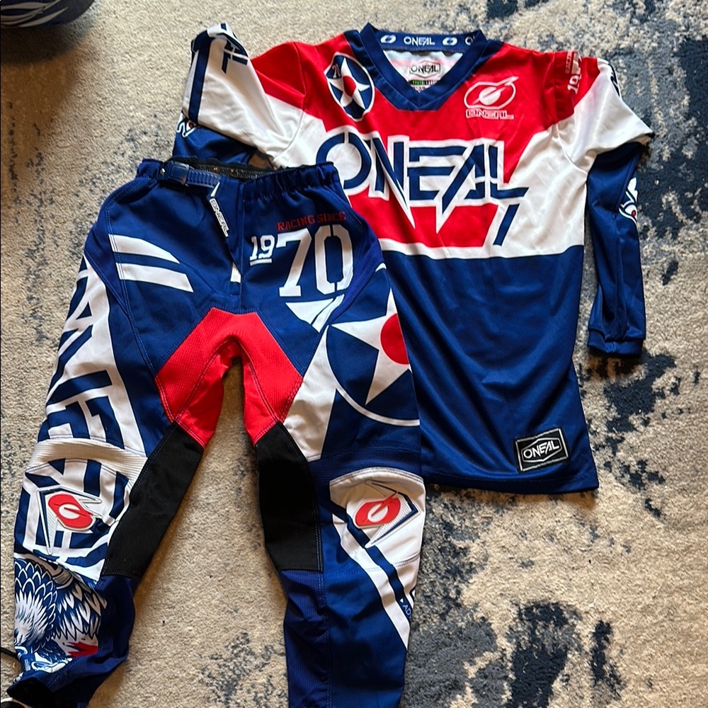 Blue and Red Racing Jersey Dynamic Motorsport pant set